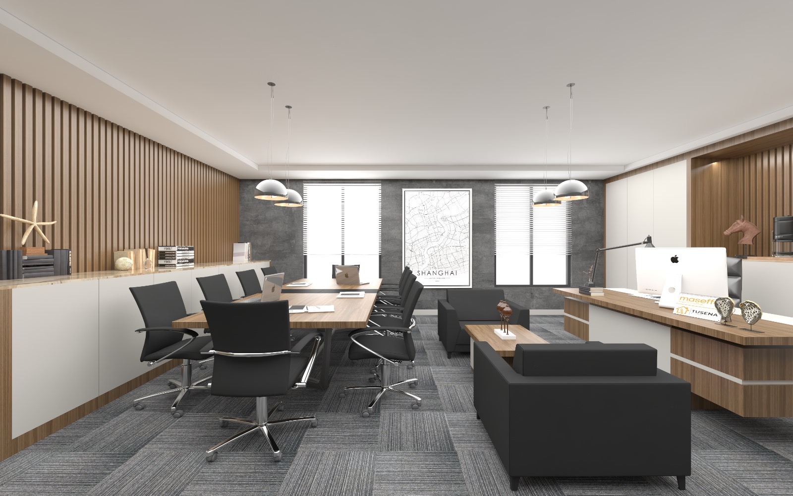 BR-100 Bureaux professionnels aménagé laqué ou mélaminé