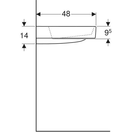 GEBERIT ONE lavabo sortie horizontale, surface de rangement à gauche