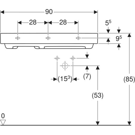 GEBERIT ONE lavabo sortie horizontale, surface de rangement à gauche