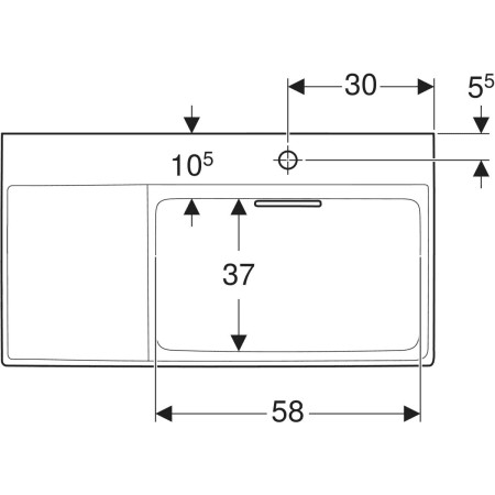 GEBERIT ONE lavabo sortie horizontale, surface de rangement à gauche