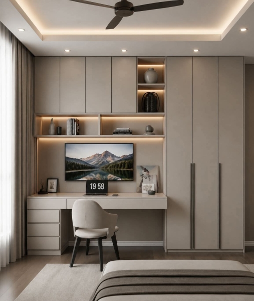 BR-109 Bureaux télétravail avec dressing laqué ou mélaminé